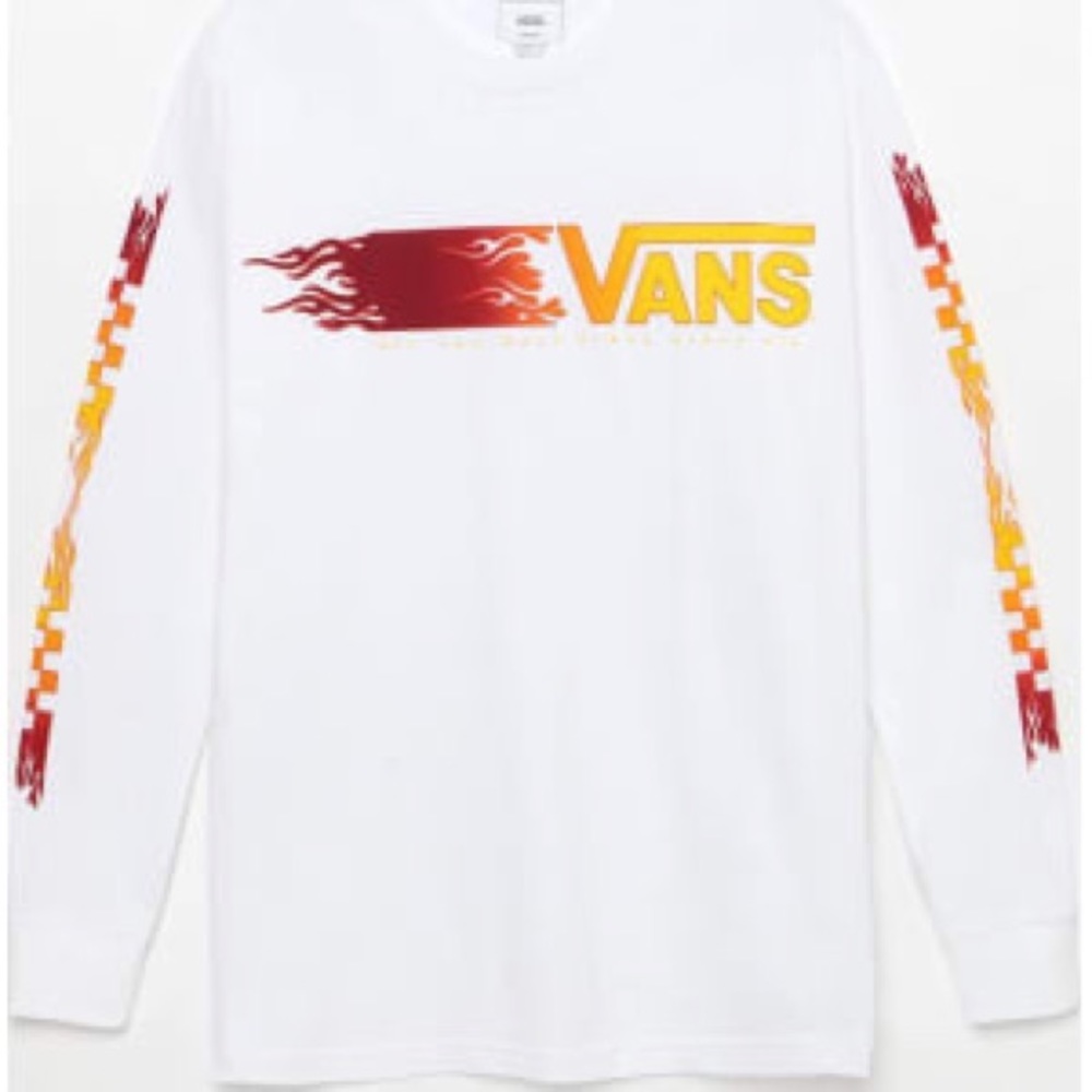 Practically new vans long sleeve with fire details